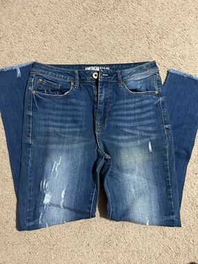 Women's Blue Distressed Skinny Jeans